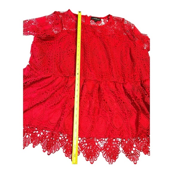 LANE BRYANT  Red Crocheted Lace Scalloped Peplum Blouse—SZ. 22 - Picture 9 of 9